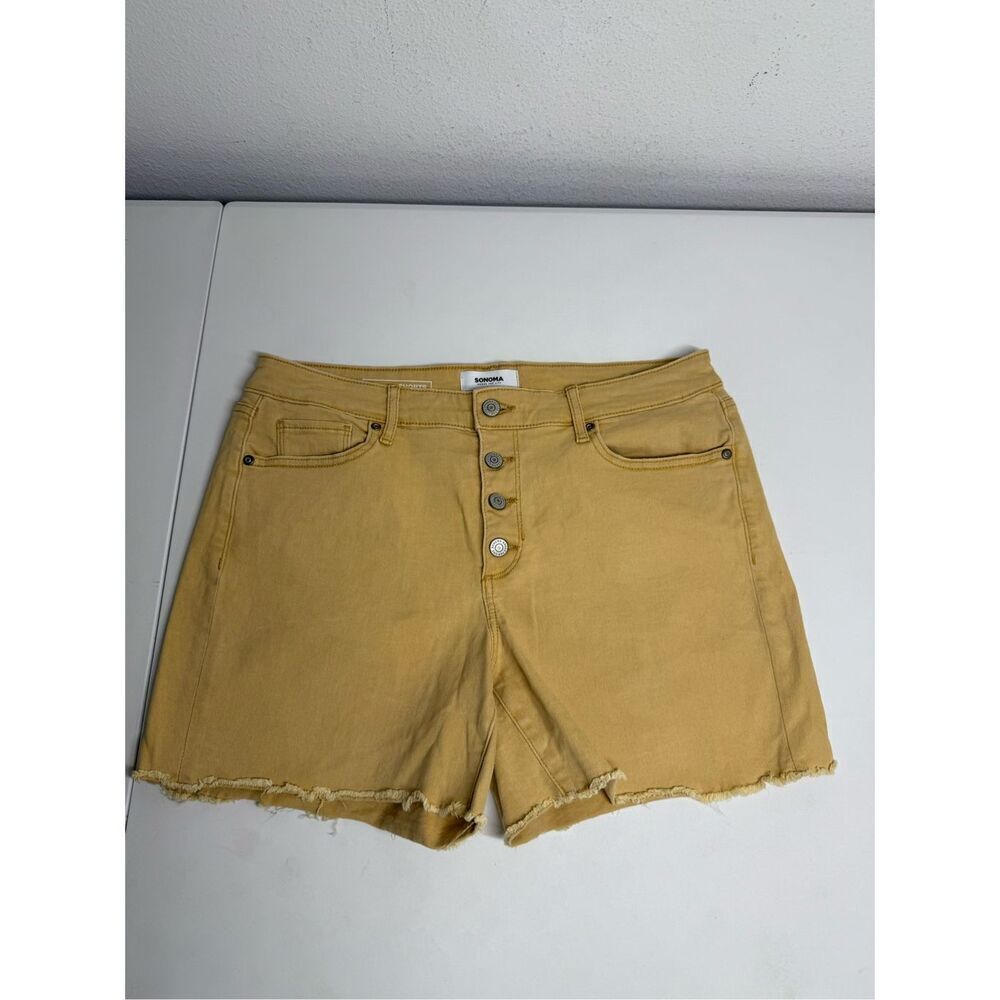 Sonoma Women's High-Waist Cider Yellow Frayed Denim Jean Shorts Size 12